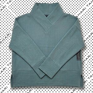 PLUS - ​NWT -:Tahari Sport Ribbed Knit Pullover |  Seafoam Green Coastal Chic